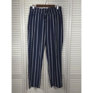 Messini Pants Womens Large (31x28) Wide Leg Pinstripe Linen Rayon Stretch